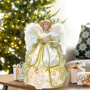 Décoration de sommet d'arbre de Noël en forme d'ange LED haut de gamme, ange fait à la main pour le sommet de l'arbre avec des lumières blanc chaud, imperméable et durable pour les fêtes - Product Image 5