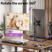 Bras de moniteur, support de bureau, support de table, bras de support pour écran d'ordinateur, support pour écran de 14 à 43 pouces, 15 kg / 33 livres, rotation à 360 degrés