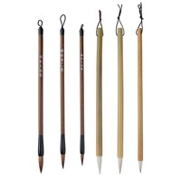 Pinceau d'écriture traditionnel en poils de laine nuageux blancs, tailles grande, moyenne et petite, manche en bois, pour la pratique des débutants