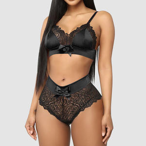 Großhandel Damen Sexy Dessous Spitze BH und Höschen 2 Stück Dünne Durchsichtige Frauen Sexy Unterwäsche Brief Set - Product Image 6