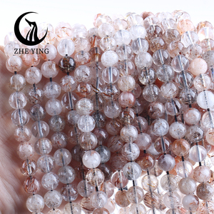 Zhe Ying 6mm 8mm 10mm rond naturel Super sept perles de Quartz Cacoxenite cristal pierre précieuse en vrac ronde Super sept perles - Product Image 2
