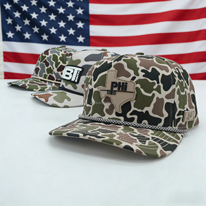 Gorra de golf OEM de lujo, 5 paneles, camuflaje, estructurada, con visera curva, impermeable, con parche de PVC y logotipo, gorra de béisbol con cuerda. - Product Image 1