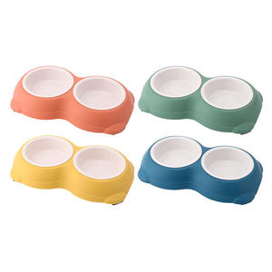 Luxo portátil Pet <span class=keywords><strong>Bowl</strong></span> Bonito arredondado antiderrapante Eco-Friendly plástico e aço inoxidável seguro para viagens Cat <span class=keywords><strong>Dog</strong></span> Food - Product Image 2