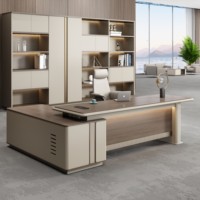 Ensemble de bureau et chaise de direction de luxe en bois moderne en forme de L avec rangement, couleur personnalisable, mobilier durable pour la maison et le bureau