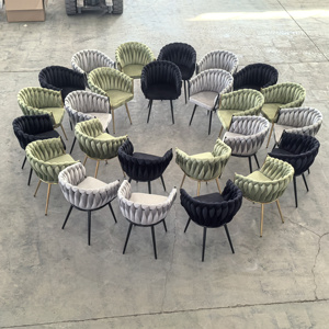 <span class=keywords><strong>Chaise</strong></span> décontractée à dossier en velours tissé à la main, pieds en fer <span class=keywords><strong>noir</strong></span>, pour salon et <span class=keywords><strong>salle</strong></span> à <span class=keywords><strong>manger</strong></span> – Meilleure vente - Product Image 2