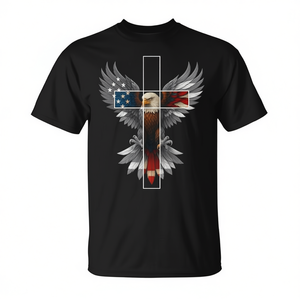 Camiseta patriótica cristiana con diseño de bandera americana y águila, diseño del 4 de julio - Product Image 2