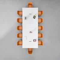 Ensemble de table et chaises de conférence de luxe blanc laqué automobile, plateau de 8 cm, capacité 500 kg, E1 Eco, 12 tailles, couleur personnalisée, OEM, pour réunions