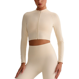 All'ingrosso giacca corta da donna giacca corta morbida <span class=keywords><strong>nuda</strong></span> giacca Yoga Premium a coste in tessuto sportivo traspirante confortevole - Product Image 3