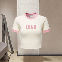 Y2K atasan crop katun 100% wanita ukuran besar kaus polos seksi 3D pendek ramping kualitas tinggi untuk anak perempuan musim panas Logo kustom
