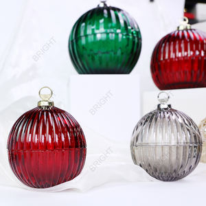 Venta al por mayor rojo verde pelado boda portavelas de lujo en forma de bola redonda Navidad adorno vela tarros a granel con tapa de vidrio - Product Image 2
