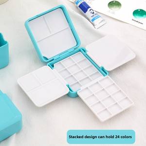 <span class=keywords><strong>Mini</strong></span> boîte de peinture <span class=keywords><strong>aquarelle</strong></span> en plastique 12/24 couleurs, <span class=keywords><strong>palette</strong></span> de voyage portable avec compartiments, pour croquis et mélange de couleurs - Product Image 2
