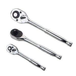 Ratchet Wrench Set 3 Piece Metric Chrome Vanadium Steel Industrial Grade Manual Single End Hex Smooth Handle - Product Image 3