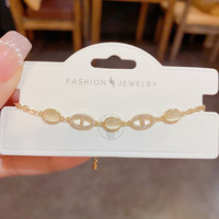 Bracelet en cuivre plaqué or 14 carats avec pierre œil de chat et micro-pavé de zircon, chaîne à breloques, bijoux pour femme pour les soirées