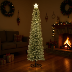 Sapin de Noël en forme d'étoile de 7 pieds, pré-éclairé avec LED blanches, pour intérieur, avec base de support, idéal pour les fêtes - Product Image 2