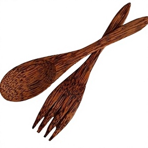 Eco Friendly Wooden Spoons Set of 2 Natural Wood Kitchen Utensils for <b>Cooking</b> Stirring Mixing Serving - Product Image 2