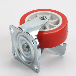 Wolverine Casters 3-Inch Red Pvc Swivel Caster With Side Brake Lightweight Solid Tire Wheel For Furniture Industry - Product Image 2