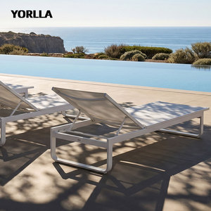 Chaise longue de piscine en aluminium à mailles, robuste et réglable, pour usage commercial et hôtelier, personnalisable B2B - Product Image 4