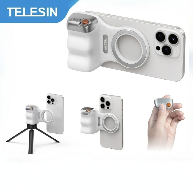 TELESIN Magnetic Aluminum & PC with Remote Control Folding Design for Photography-Model P1-MP-10 Phone Camera Grip