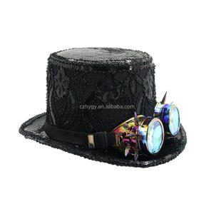 <span class=keywords><strong>Sombrero</strong></span> de Halloween estilo Steampunk Raven Burning Man con gafas Fastivel Sequin Crazy Carnival Party Caps - Product Image 2