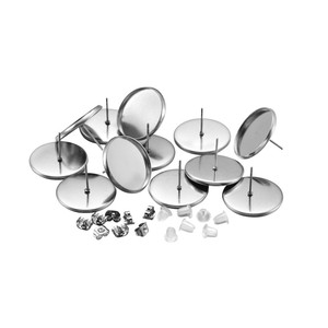 Composants de boucles d'oreilles en acier inoxydable, ronds, 8mm, 10mm, 12mm, 14mm, 16mm, 18mm, 20mm, 25mm, pour la fabrication de boucles d'oreilles, lot de 50 pièces - Product Image 1