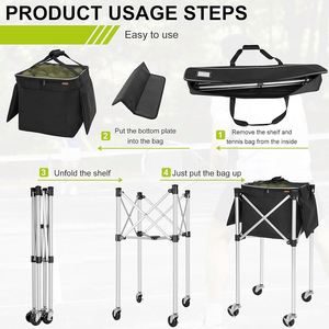Large Capacity Tennis Ball Cart <b>Storage</b> Bag Custom Logo <b>Plastic</b> and Aluminium Training Bag with Holder for Coaches - Product Image 2