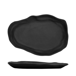 Assiettes plates abstraites en graphite Oyster 30x22cm - Product Image 2