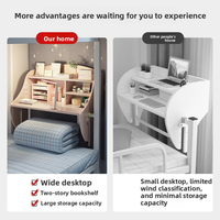 Bureau d'étude suspendu multifonctionnel pour lit, avec armoire de rangement ouverte à double niveau, plateau en bois résistant aux rayures, table pour ordinateur portable pour dortoir étudiant