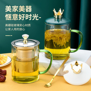 High Borosilicate Glass Teacup With Lid And Strainer For Home Office Tea Brewing 500Ml Modern Design - Product Image 1