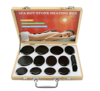 Kit de massage aux pierres chaudes RB professionnel de 16 pièces en basalte noir lisse avec contrôle de la durée, masseur facial Guasha pour le corps