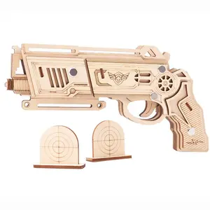 Vendita calda 3D Puzzle in legno fai da te Revolver pistola modello giocattoli Puzzle rompicapo rompicapo regalo 3d Puzzle modello pistola per bambini ragazzi e adulti