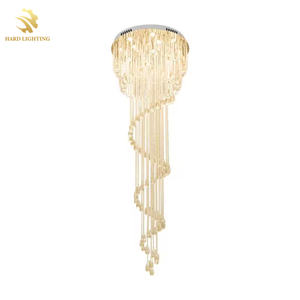 ホテルロビー ゴールデンクリスタルヴィラ 特大カスタムロングシャンデリア ユニークデザイン 高級シャンデリア - Product Image 6