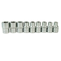 Jeu de 9 extracteurs de boulons et écrous 1/2 DR – Kit de douilles torsadées pour démonter les écrous de roue endommagés