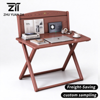 Bureau pliant en bois d'hévéa avec panneau arrière, table d'appoint réglable en hauteur pour ordinateur portable, pour chambre à coucher, dortoir, petit appartement