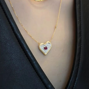 תליון זהב צהוב 18k מצופה זהב בסגנון ימי הביניים שרשרת תליון דם יונה טבעי משובצת מתנה - Product Image 6