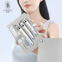 Ensemble de coupe-ongles Longhui avec logo personnalisé 5 en 1, coupe-ongles en acier inoxydable de haute qualité, outils professionnels, kit de manucure avec sac