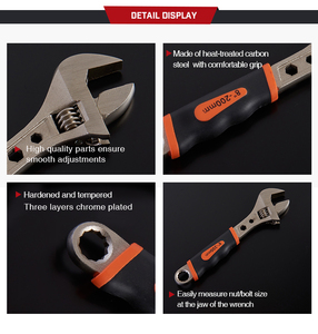 ประแจเหล็กคาร์บอนแบบปรับได้ตัวชี้วัด DIY เครื่องมือซ่อมแซมรถยนต์ปรับได้โครเมี่ยม OEM สำหรับใช้ในชีวิตประจำวันในการตั้งค่าอุตสาหกรรม - Product Image 4