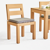 Chaise de salle à manger d'extérieur en teck massif moderne, ergonomique, durable, résistante aux intempéries, écologique, tailles personnalisées, patio, jardin