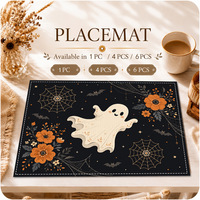 Lot de sets de table fantômes mignons personnalisés en gros, tapis de table d'Halloween antidérapants et lavables, sous-plats décoratifs.