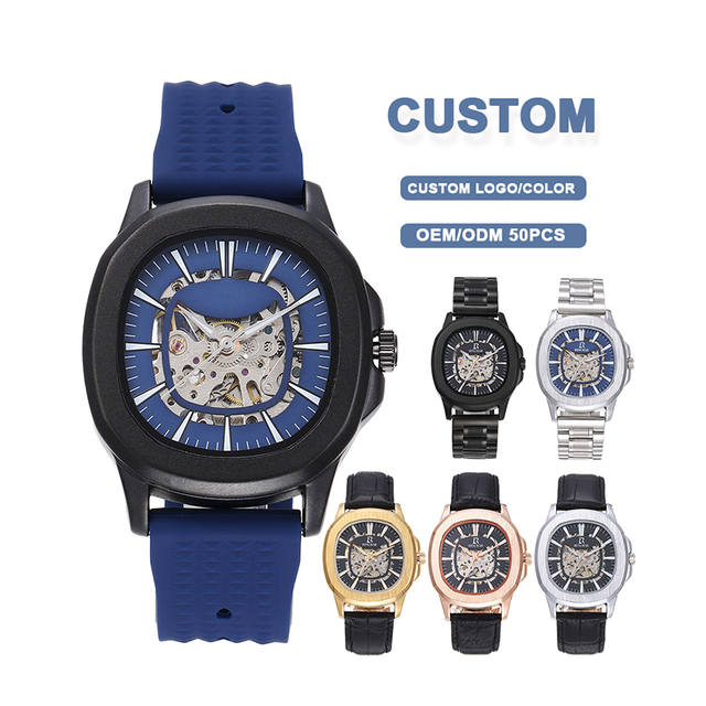 Custom Advanced Mechanical Movement Timepiece Stainless Steel Mechanical Watch 10ATM Waterproof Round Alloy Case Watch