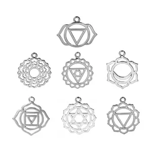 Indian Chakra Energy Charms Silver Toned DIY Jewelry Making Supplies