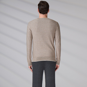 เสื้อสเวตเตอร์คอวี แขนยาว ผ้าคอตตอน 100% สำหรับผู้ชาย แต่งขอบตัดกันแบบพิเศษ เนื้อผ้านุ่ม สวมใส่สบาย มีกระเป๋า - Product Image 5