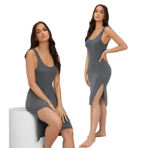 Solid Soft Viscose from Bamboo Lounge Wear The Touch Slit Hem Comfortable Sleeping Tank Night Dress