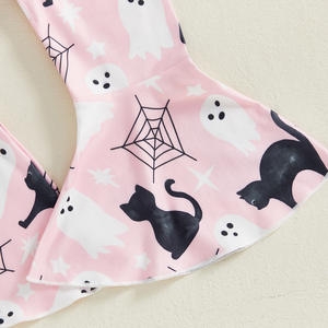 2025 cadılar bayramı kabak hayalet baskı bebek Romper tulum spagetti sapanlar Flare pantolon bebek kız cadılar bayramı çan alt tulumlar - Product Image 5