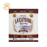 Sac d'emballage refermable pour tortillas, imprimé en gravure sur trois côtés, en PET/PE de qualité alimentaire, réutilisable