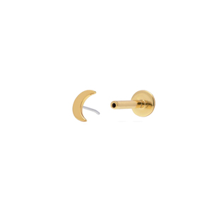 Pendientes de botón de plata de ley S925 con diseño de luna brillante, 18G, parte trasera plana, sin rosca, de presión - Product Image 1