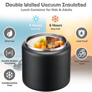 BABHAMNESS 26oz Boîte à lunch isotherme portable pour soupes et aliments chauds, pour enfants, 1 compartiment, large ouverture, anti-fuite, en acier inoxydable - Product Image 3