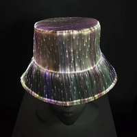 Hiphop fibra ottica fluorescenza luce cappello a secchiello da uomo moda Neon cappellino per DJ Bar Club luminosi cappelli da pescatore natale