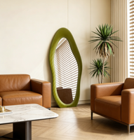 Miroir pleine longueur encadré, forme nuage irrégulière, tendance, pour chambre à coucher, salon, décoration intérieure