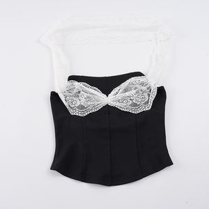 Top élégant sans bretelles en dentelle respirante et bustier corset chic ajusté pour femme - Product Image 2