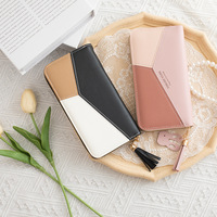 Dompet tempat kartu genggam wanita, dompet panjang kulit Pu mewah untuk wanita